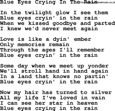 blue eyes crying lyrics|lie nelson blue eyes crying.